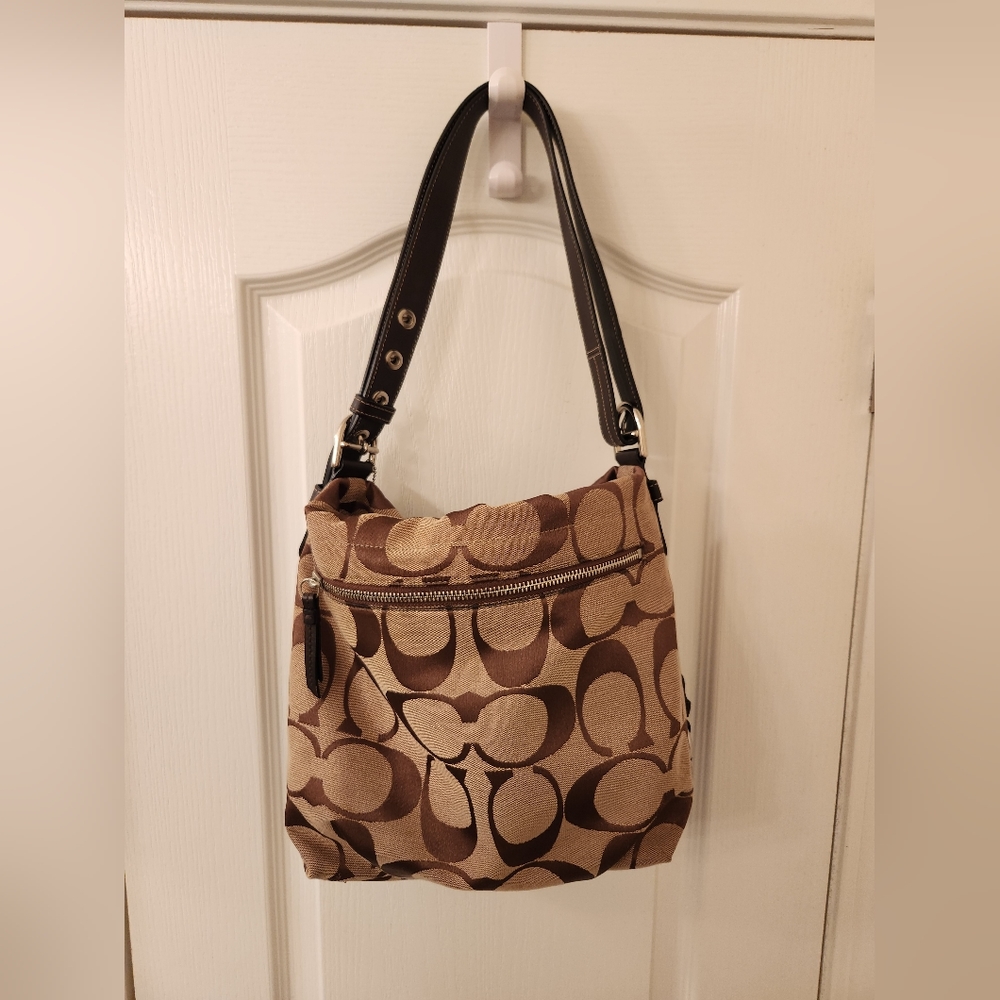 Coach Signature Brown Canvas Shoulder Bag